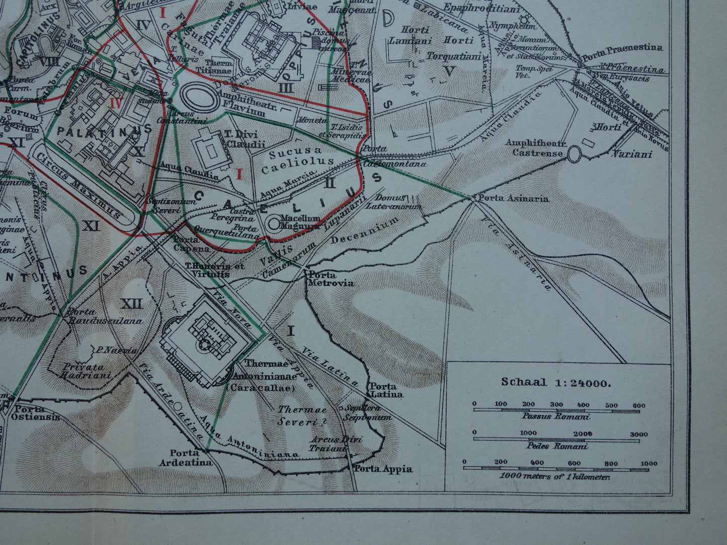 Oude plattegrond van Rome in de klassieke oudheid uit 1921 originele Nederlandse antieke kaart van Rome Forum Romanum