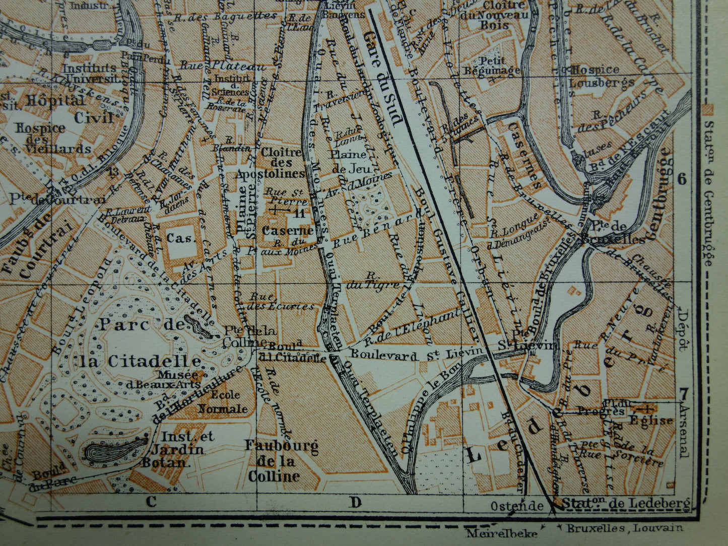 GENT oude kaart van Gent België uit 1910 kleine originele antieke plattegrond landkaart