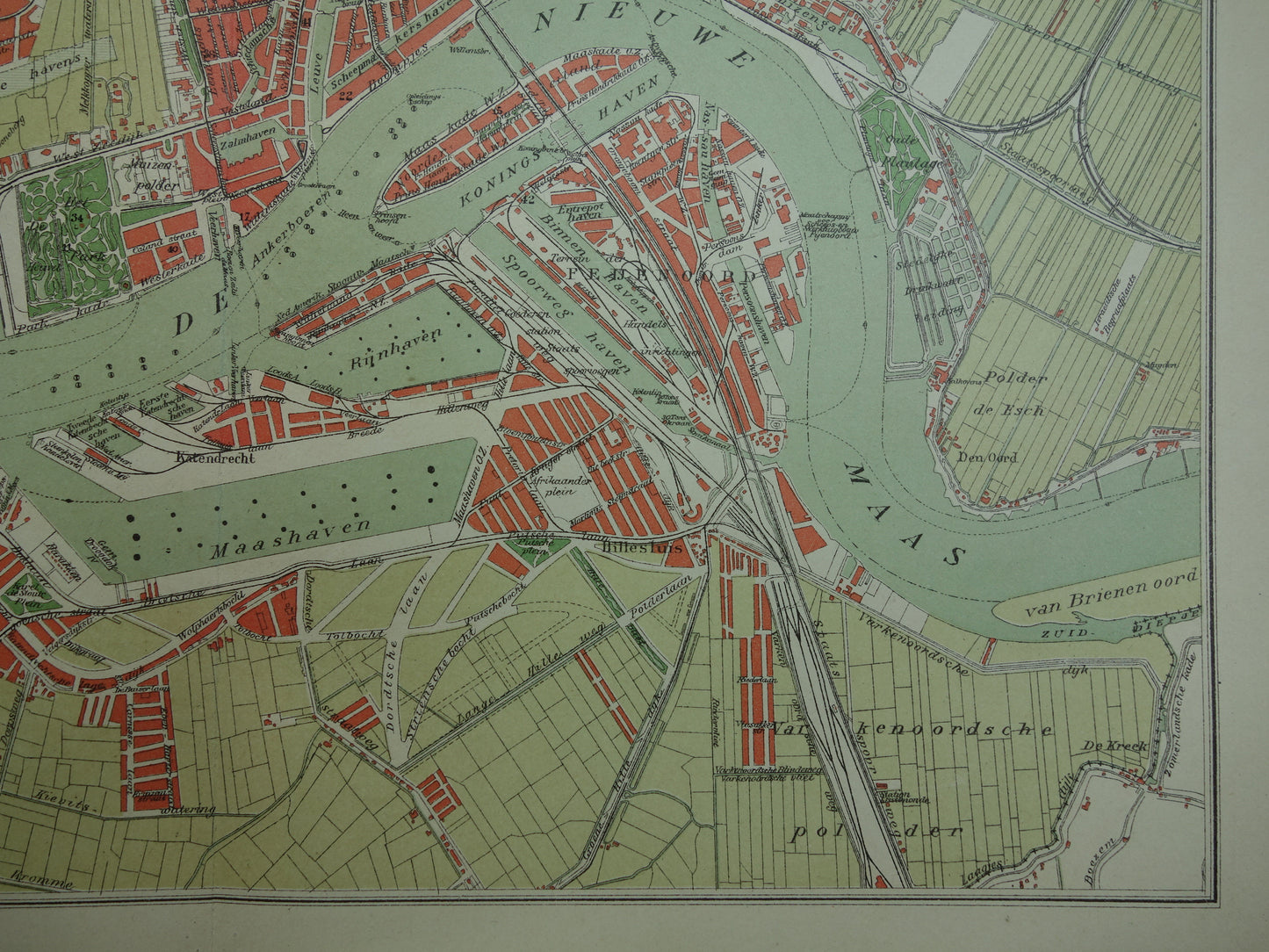 ROTTERDAM Oude kaart van Rotterdam uit 1910 originele vintage plattegrond antieke landkaart