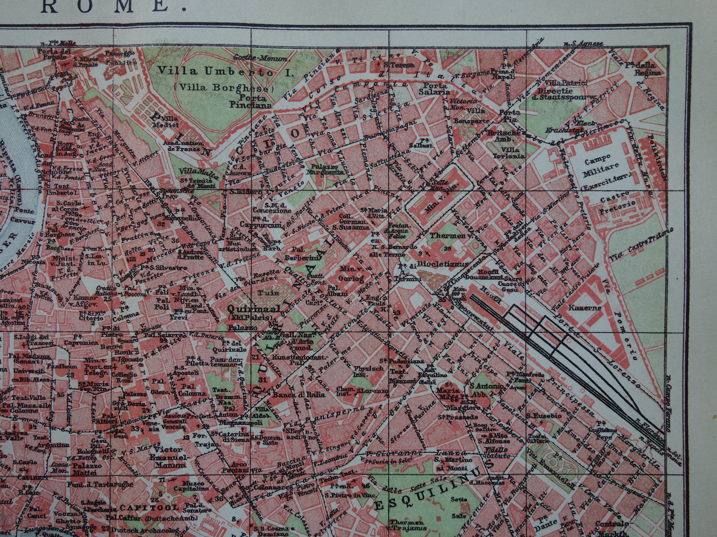 ROME oude plattegrond van Rome Italië uit 1921 originele Nederlandse antieke kaart van Rome