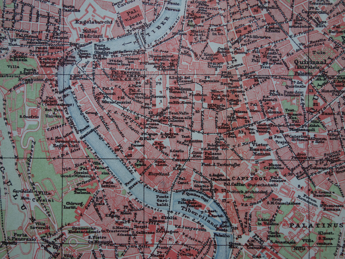 ROME oude plattegrond van Rome Italië uit 1921 originele Nederlandse antieke kaart van Rome
