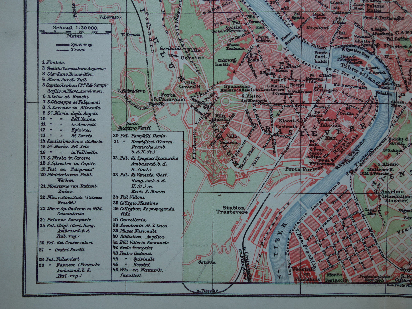 ROME oude plattegrond van Rome Italië uit 1921 originele Nederlandse antieke kaart van Rome