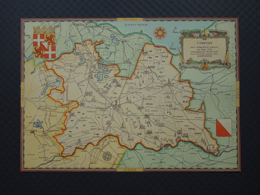UTRECHT Vintage kaart van de provincie Utrecht uit 1947 Oude historische landkaart