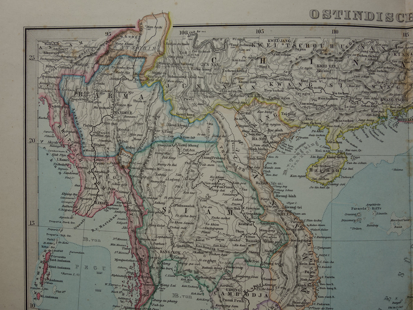INDONESIË antieke kaart van Indonesië Filipijnen Zuidoost-Azië 1881 Mooie originele oude landkaart van Batavia Atjeh Java