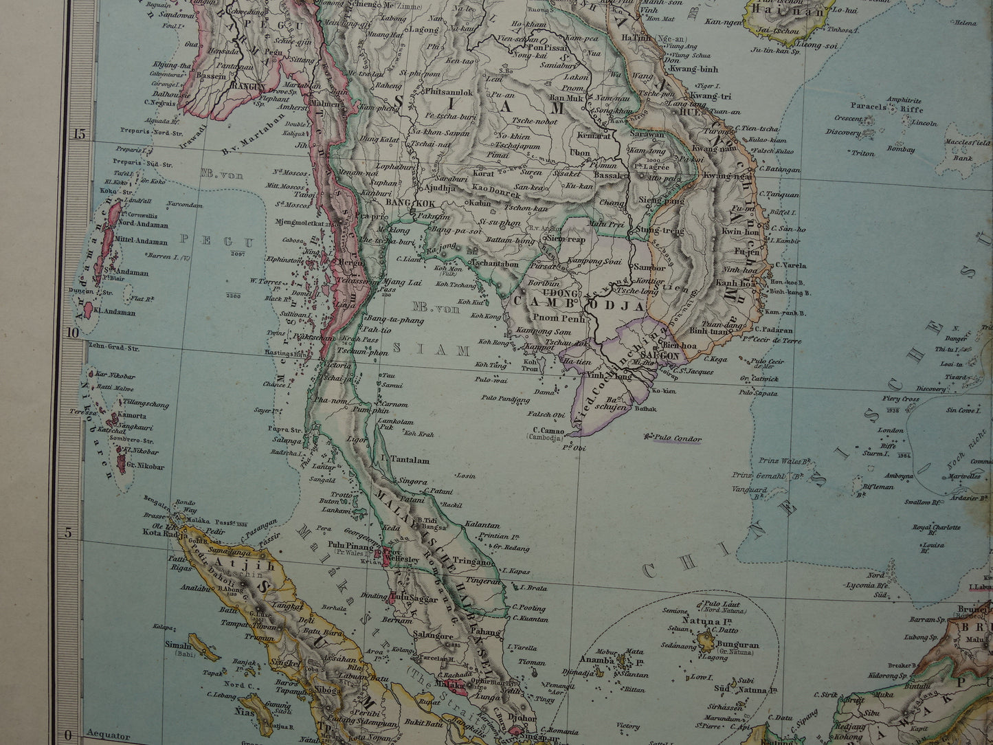 INDONESIË antieke kaart van Indonesië Filipijnen Zuidoost-Azië 1881 Mooie originele oude landkaart van Batavia Atjeh Java