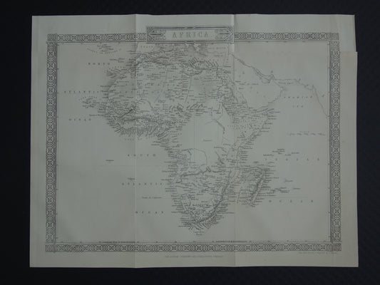 Afrika oude kaart uit 1860 originele antieke landkaart continent Afrika John Rapkin - Vintage kaarten