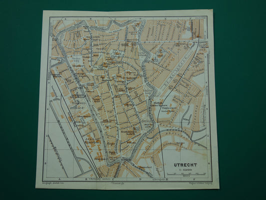 UTRECHT oude kaart van Utrecht uit 1910 kleine originele antieke plattegrond vintage landkaart