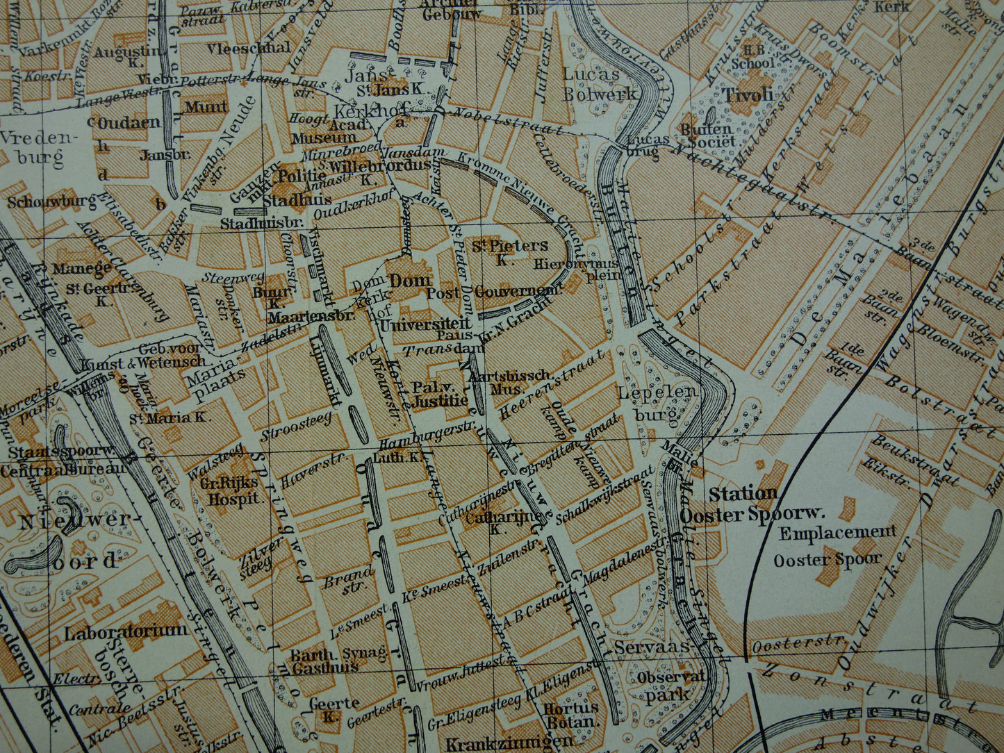 UTRECHT oude kaart van Utrecht uit 1910 kleine originele antieke plattegrond vintage landkaart