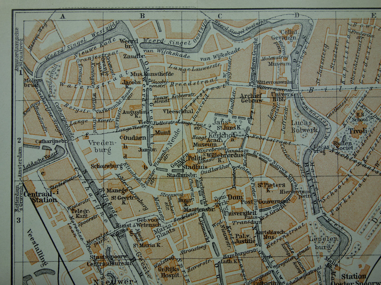 UTRECHT oude kaart van Utrecht uit 1910 kleine originele antieke plattegrond vintage landkaart