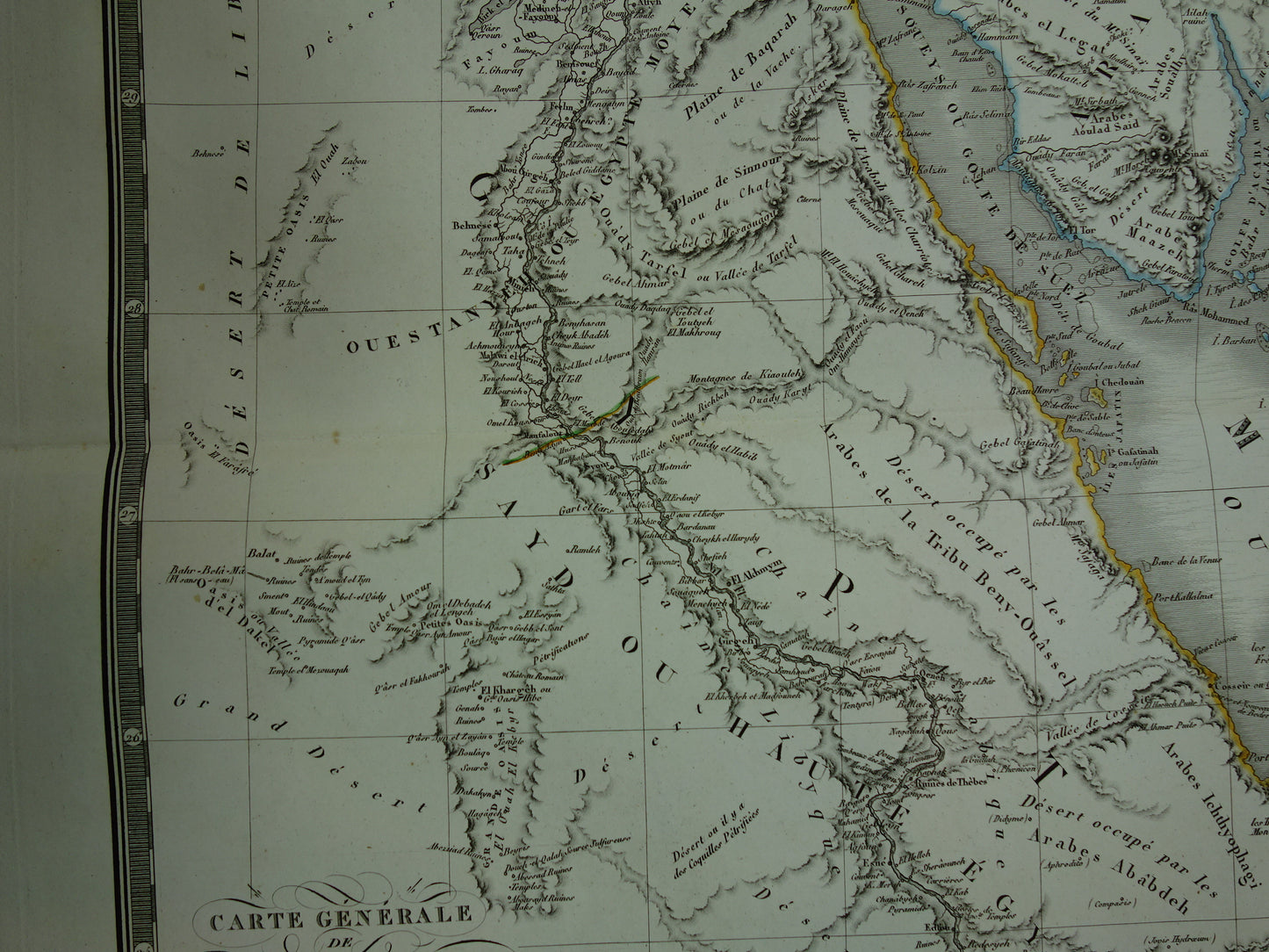 200+ jaar oude kaart van Egypte uit 1822 Grote originele antieke Franse kaart Sinaï Soedan