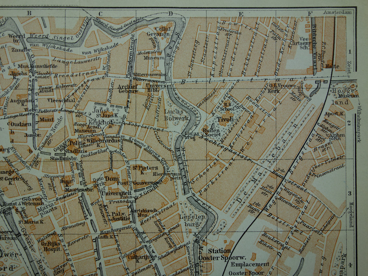 UTRECHT oude kaart van Utrecht uit 1910 kleine originele antieke plattegrond vintage landkaart