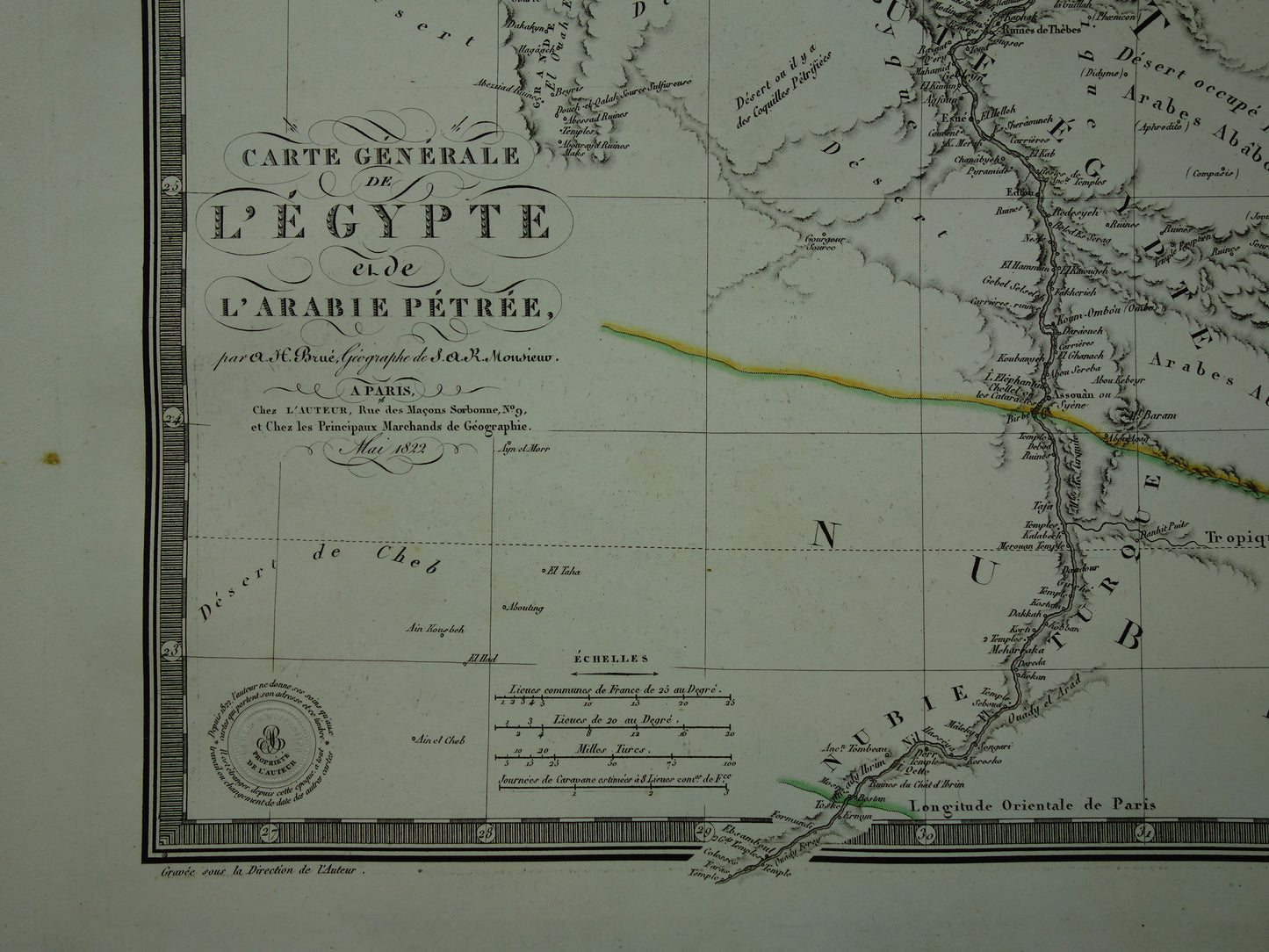 carte generale de l'egypte et de l'arabie petree A.H. Brue 1822