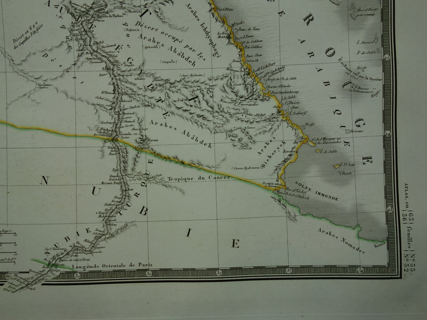 200+ jaar oude kaart van Egypte uit 1822 Grote originele antieke Franse kaart Sinaï Soedan