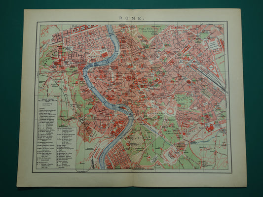 ROME oude plattegrond van Rome Italië uit 1910