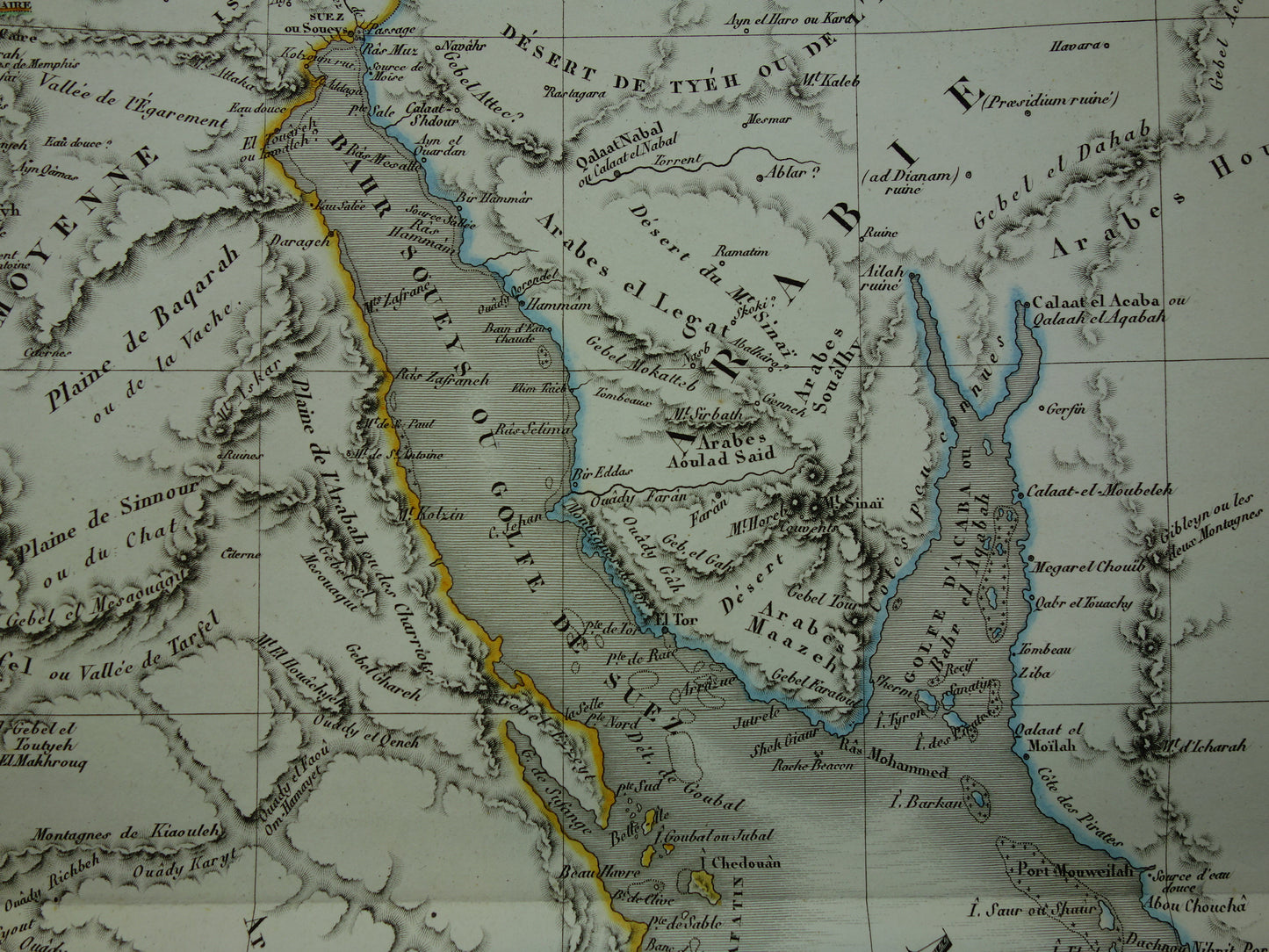 200+ jaar oude kaart van Egypte uit 1822 Grote originele antieke Franse kaart Sinaï Soedan