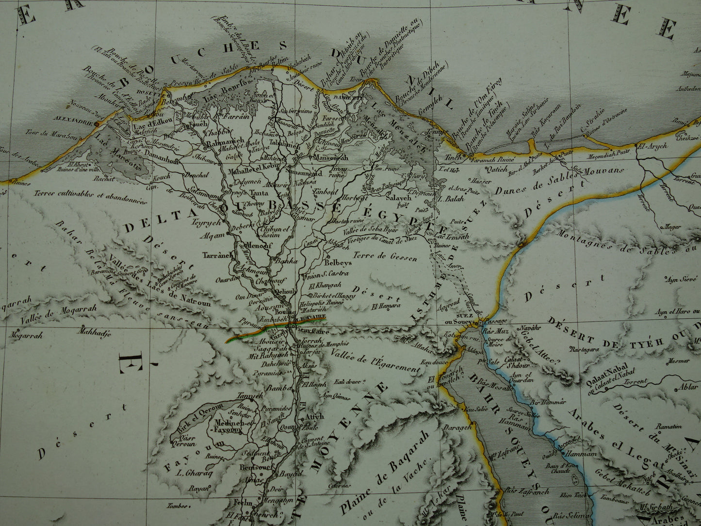 200+ jaar oude kaart van Egypte uit 1822 Grote originele antieke Franse kaart Sinaï Soedan