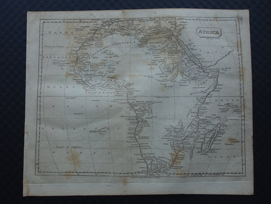 200+ jaar oude kaart van Afrika Originele antieke landkaart 1812 continent Afrika