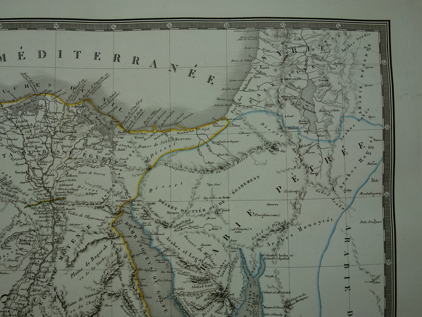 200+ jaar oude kaart van Egypte uit 1822 Grote originele antieke Franse kaart Sinaï Soedan