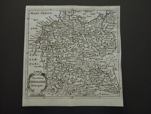 DUITSLAND 360+ jaar oude kaart van Duitsland 1661 originele antieke Nederlandse landkaart zeer klein formaat