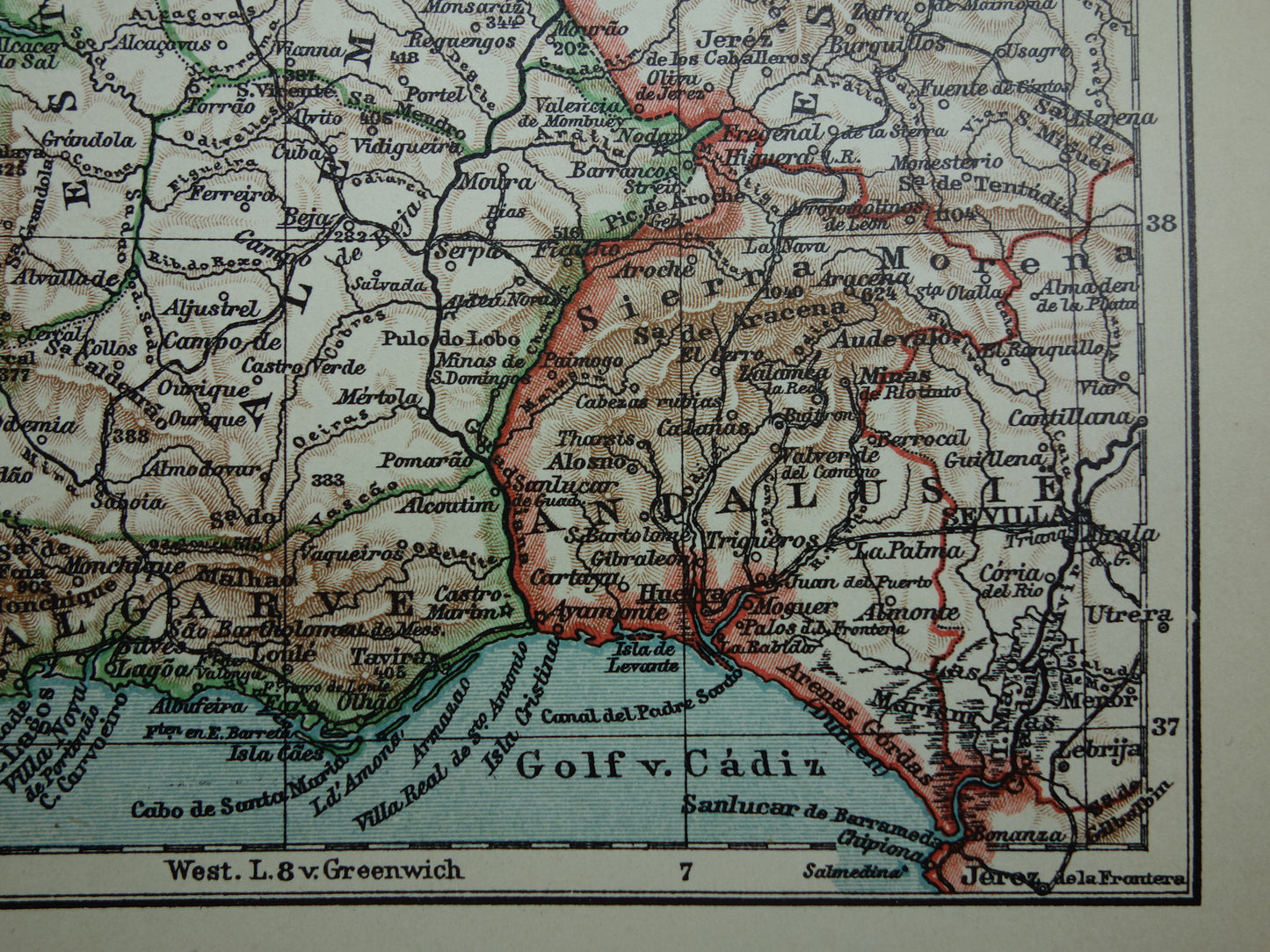 PORTUGAL oude kaart van Portugal 1910 originele antieke Nederlandse kleine landkaart Porto Lissabon Faro