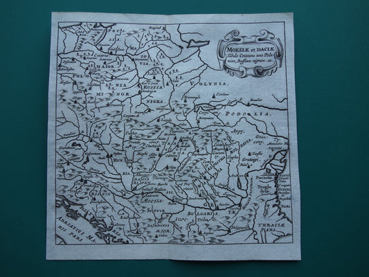 Oude kaart van Polen Roemenië Dacië Moesë in de oudheid 1661 originele antieke landkaart klein formaat Moesiae et Daciae Cluver