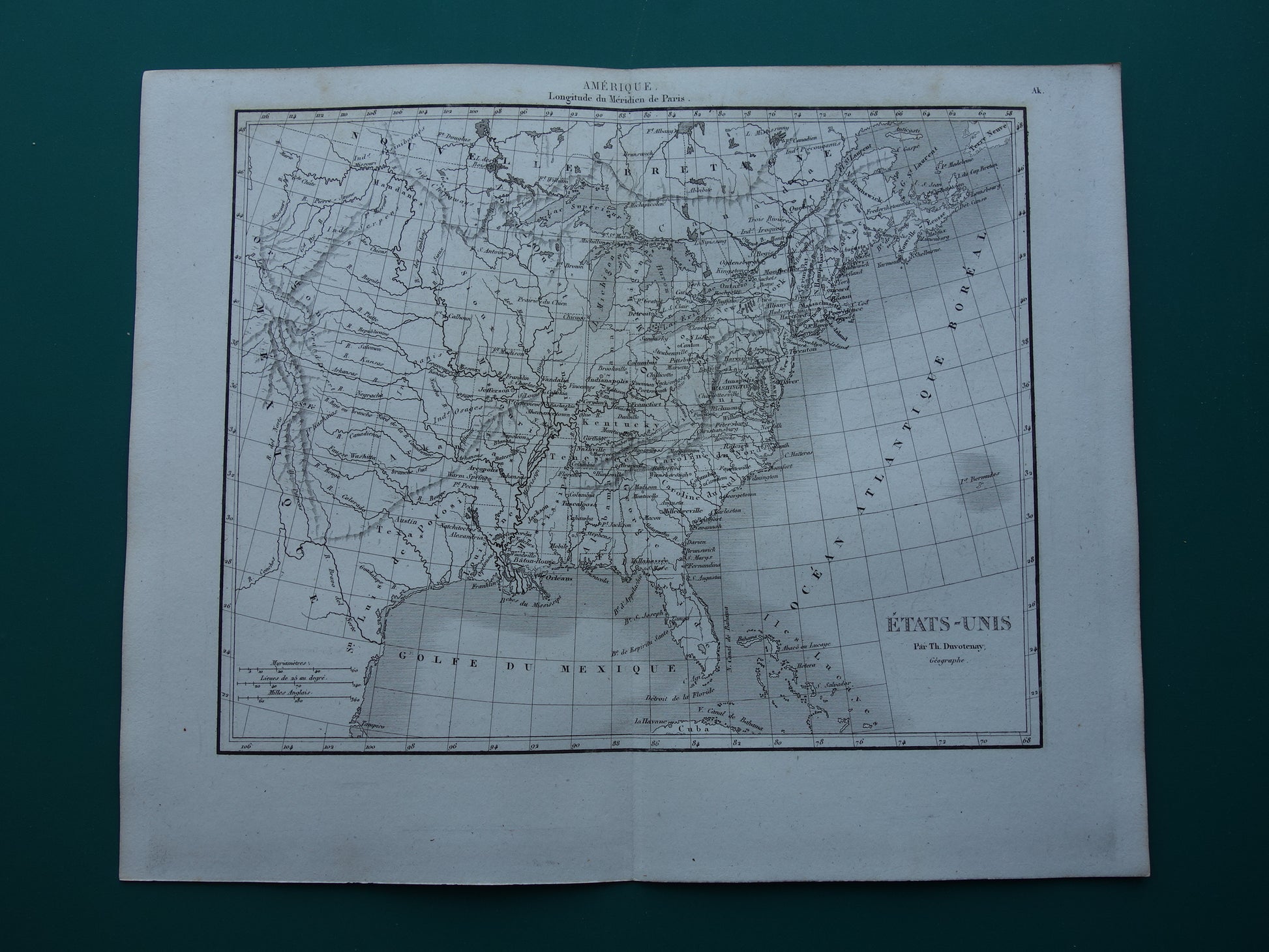 1854 Oude kaart Oostkust van de Verenigde Staten originele antieke landkaart Amerikaanse oostkust USA VS