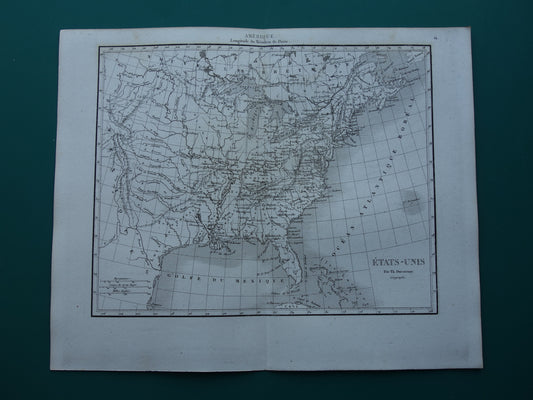 1854 Oude kaart Oostkust van de Verenigde Staten originele antieke landkaart Amerikaanse oostkust USA VS