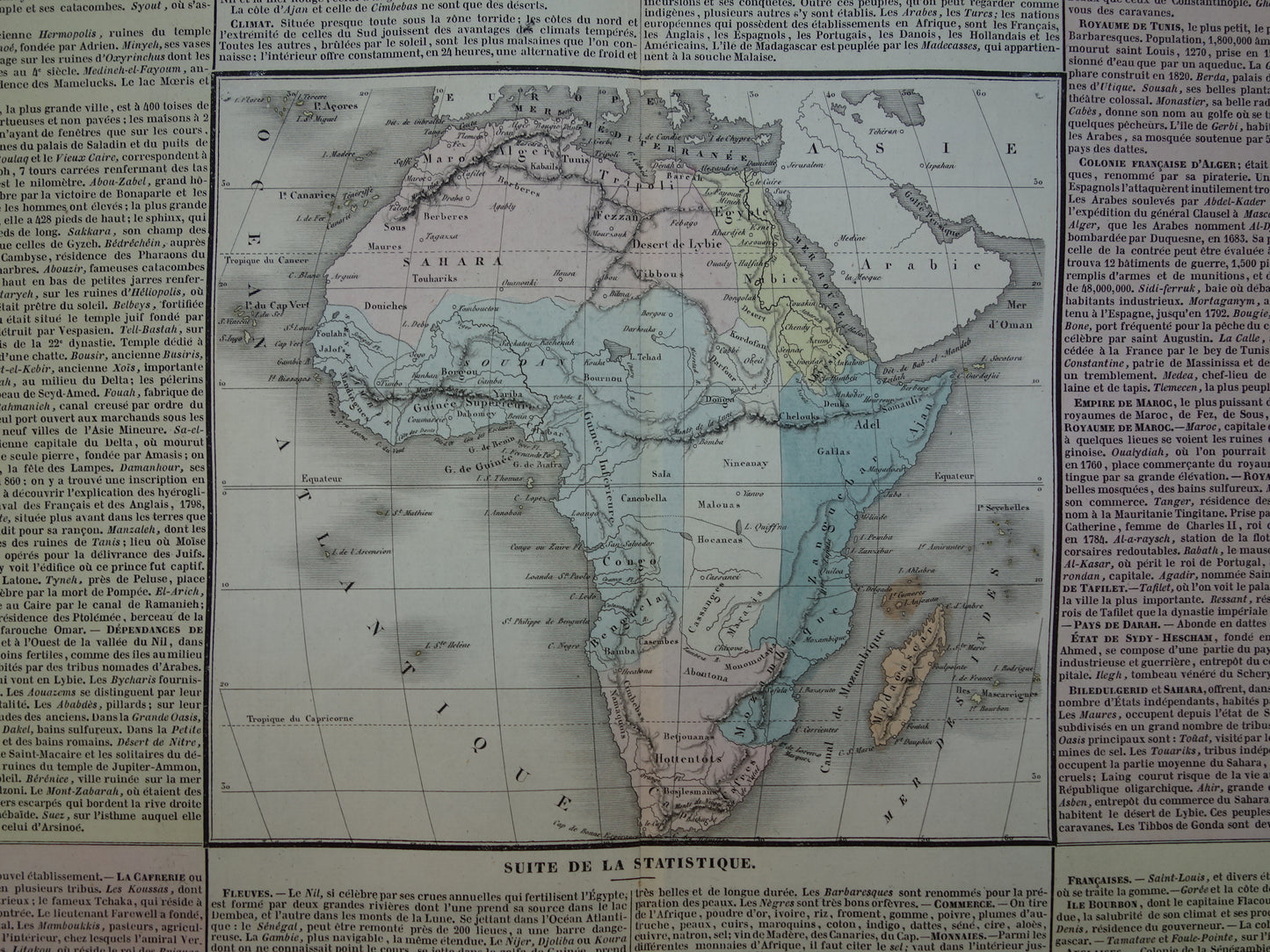 AFRIKA Grote oude kaart van Afrika uit 1837 Antieke landkaart continent