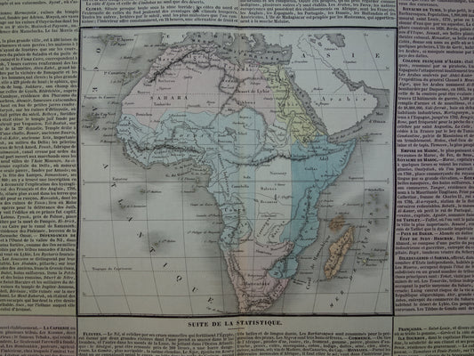 AFRIKA Grote oude kaart van Afrika uit 1837 Antieke landkaart continent