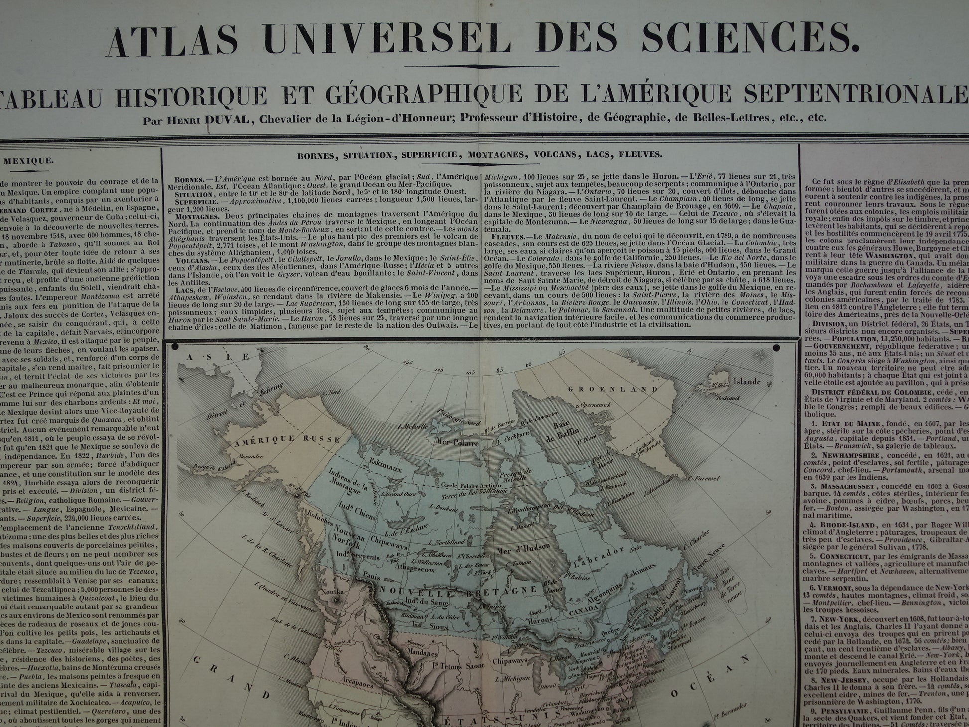 Noord-Amerika oude kaart 1837 Franse antieke geschiedeniskaart van de VS Canada Mexico