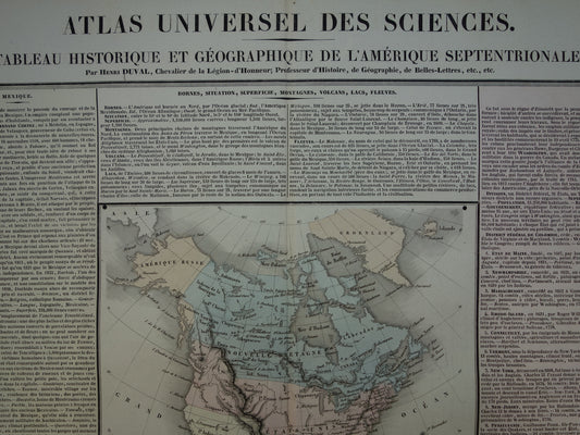 Noord-Amerika oude kaart 1837 Franse antieke geschiedeniskaart van de VS Canada Mexico