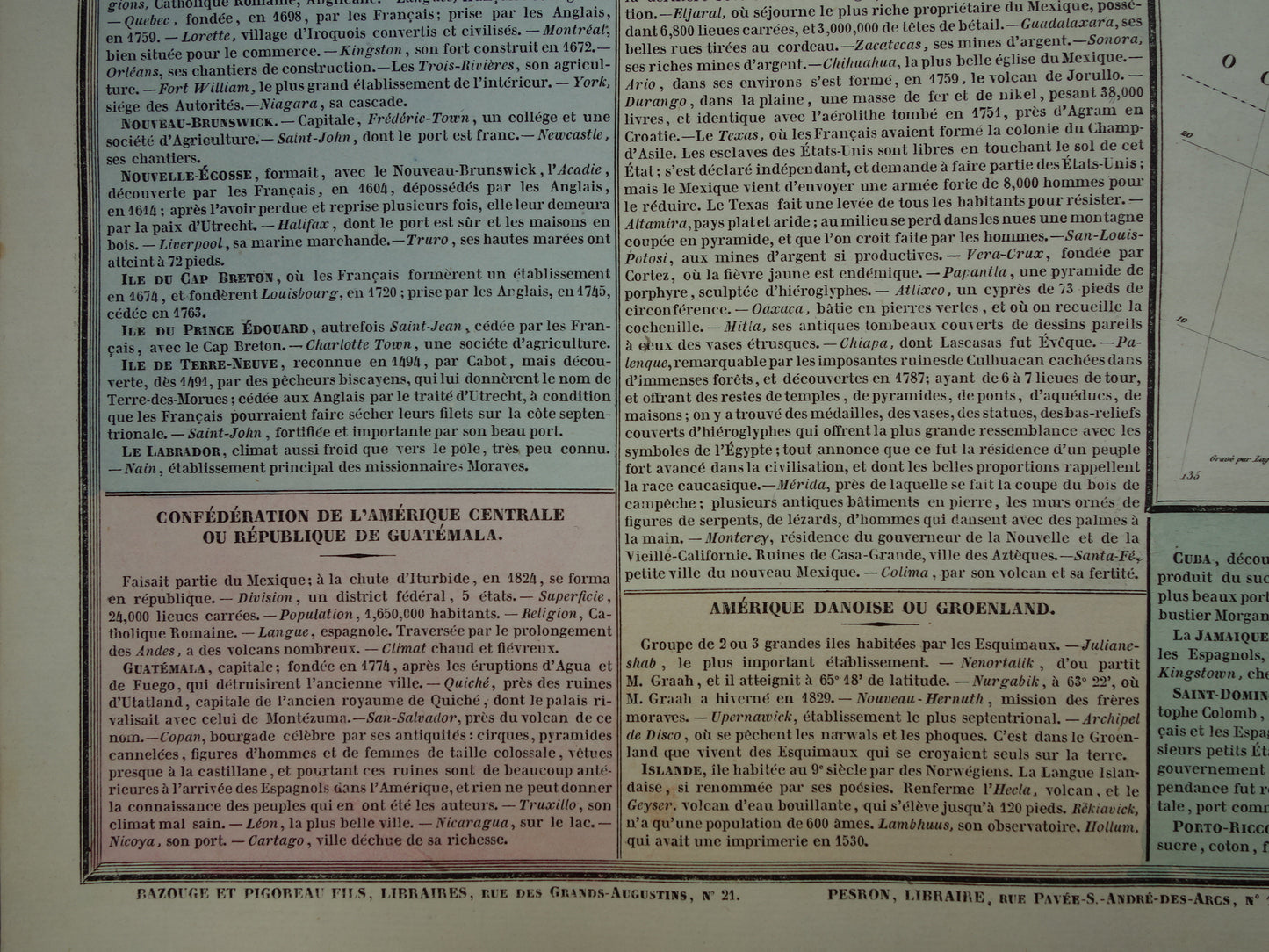 Noord-Amerika oude kaart 1837 Franse antieke geschiedeniskaart van de VS Canada Mexico