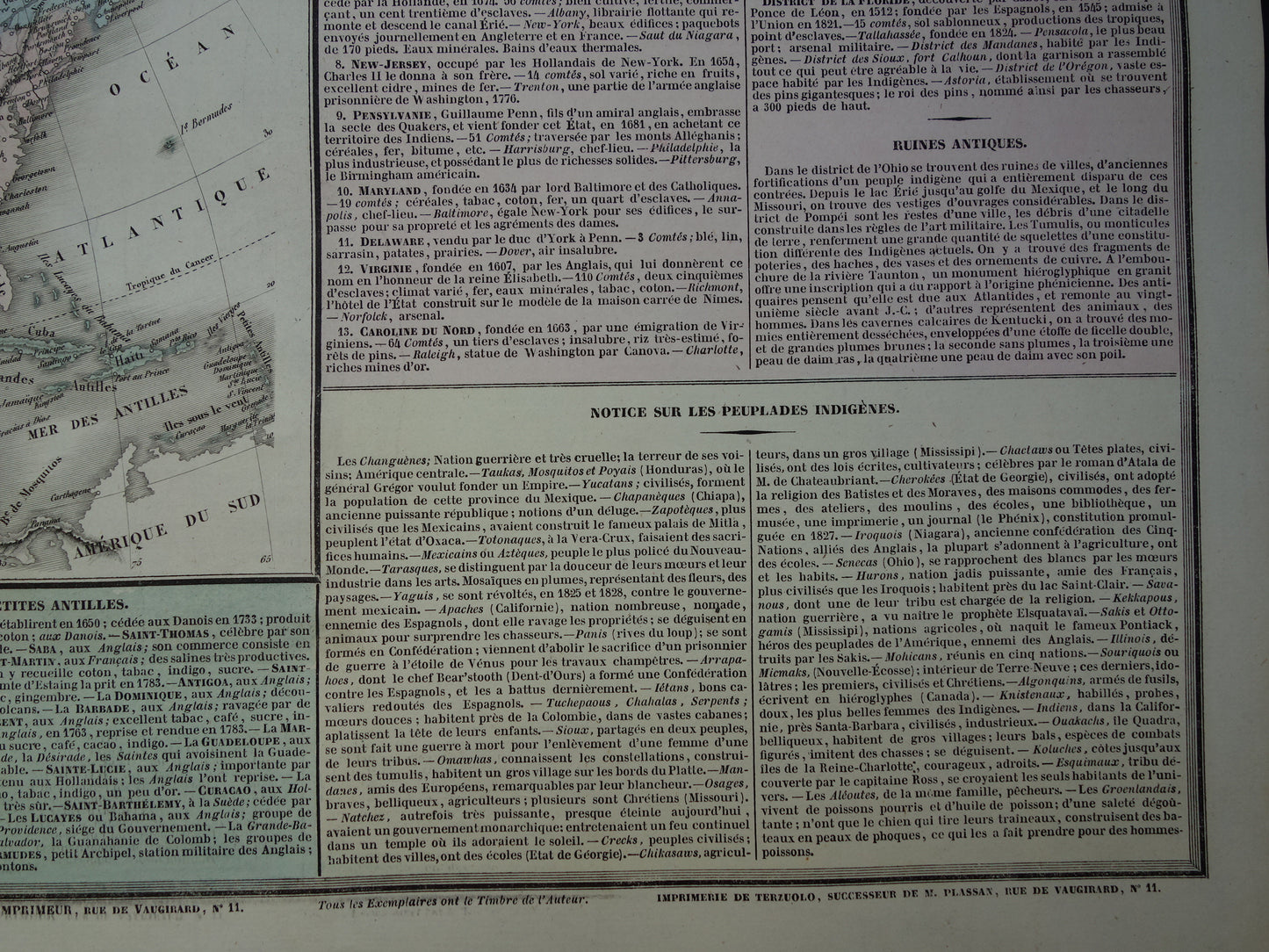 Noord-Amerika oude kaart 1837 Franse antieke geschiedeniskaart van de VS Canada Mexico