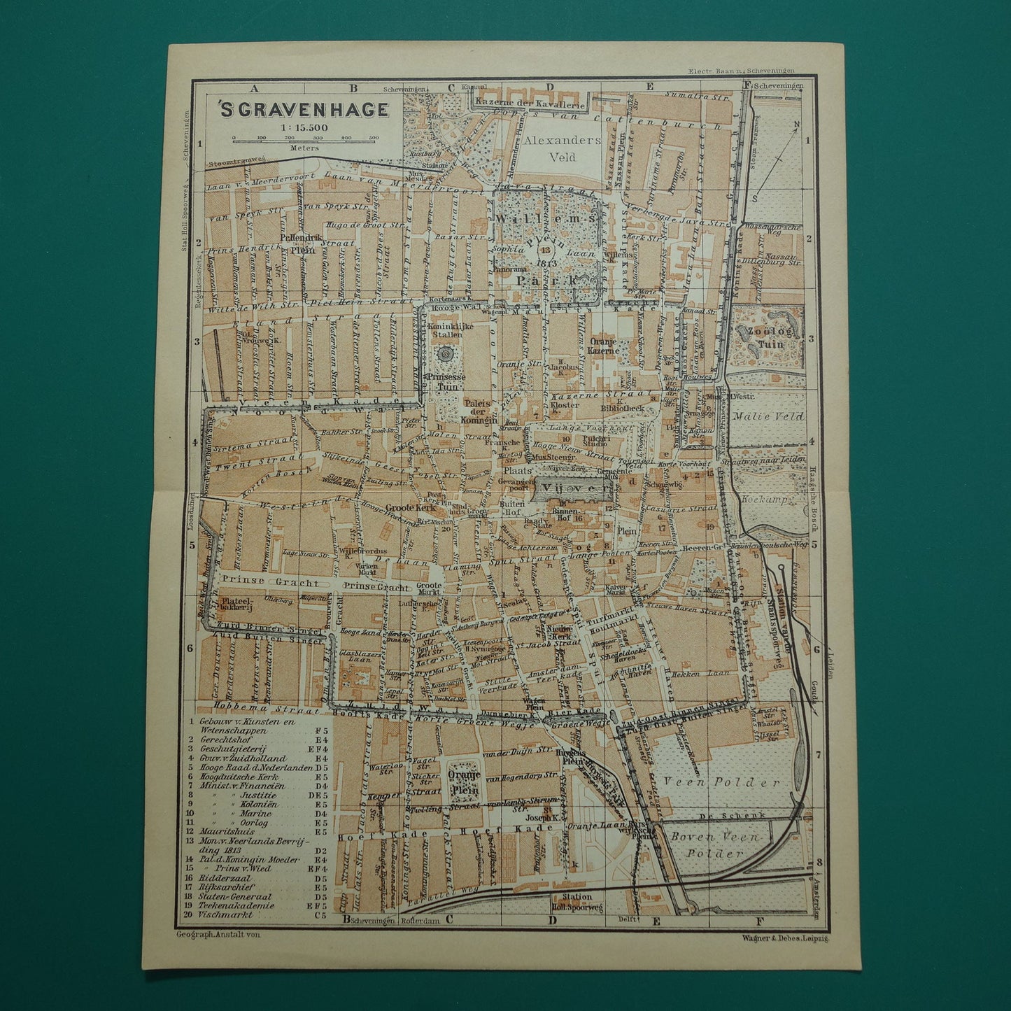 DEN HAAG oude kaart van 's Gravenhage uit 1904 kleine originele antieke plattegrond vintage landkaart