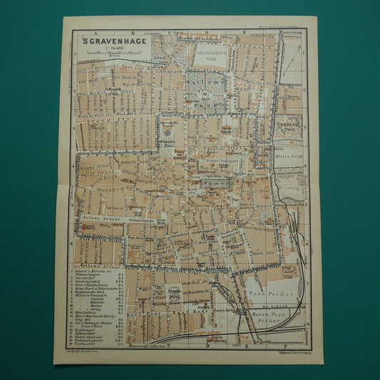 DEN HAAG oude kaart van 's Gravenhage uit 1904 kleine originele antieke plattegrond vintage landkaart