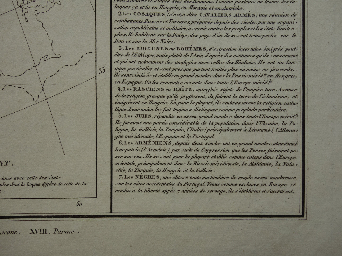 EUROPA oude kaart van Europa uit 1830 over taal en volken Antieke Landkaart Linguïstisch