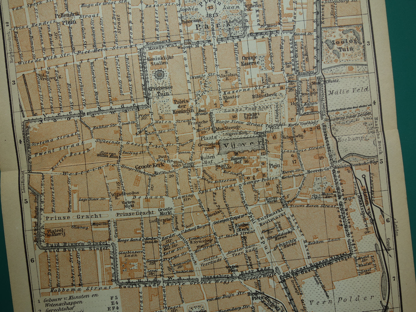 DEN HAAG oude kaart van 's Gravenhage uit 1904 kleine originele antieke plattegrond vintage landkaart