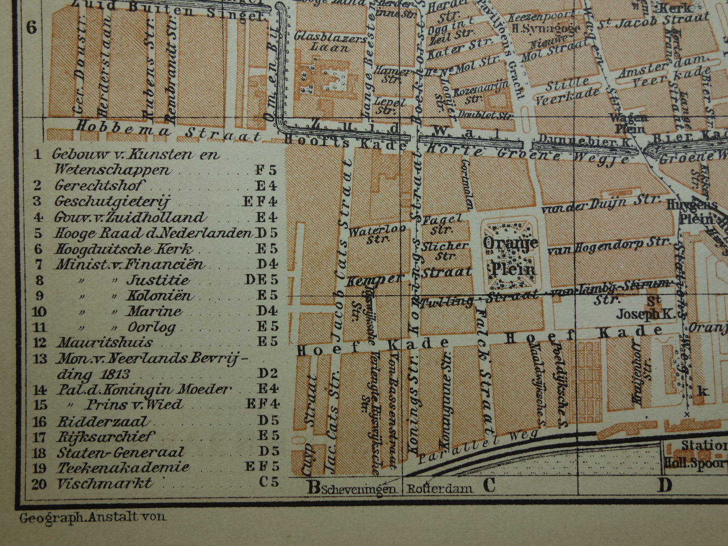 DEN HAAG oude kaart van 's Gravenhage uit 1904 kleine originele antieke plattegrond vintage landkaart