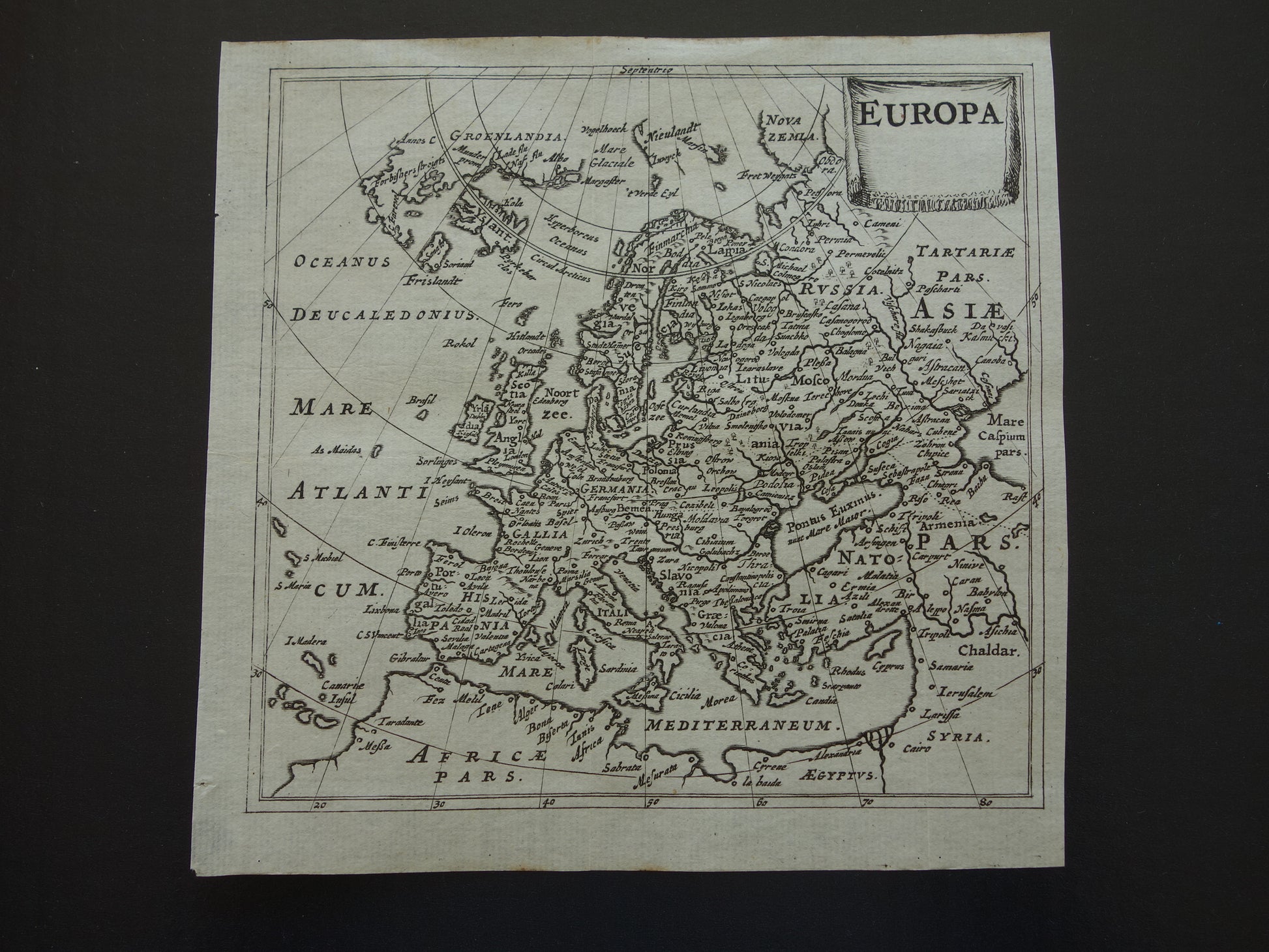 EUROPA 360+ jaar oude kaart van Europa 1661 originele antieke landkaart klein formaat 