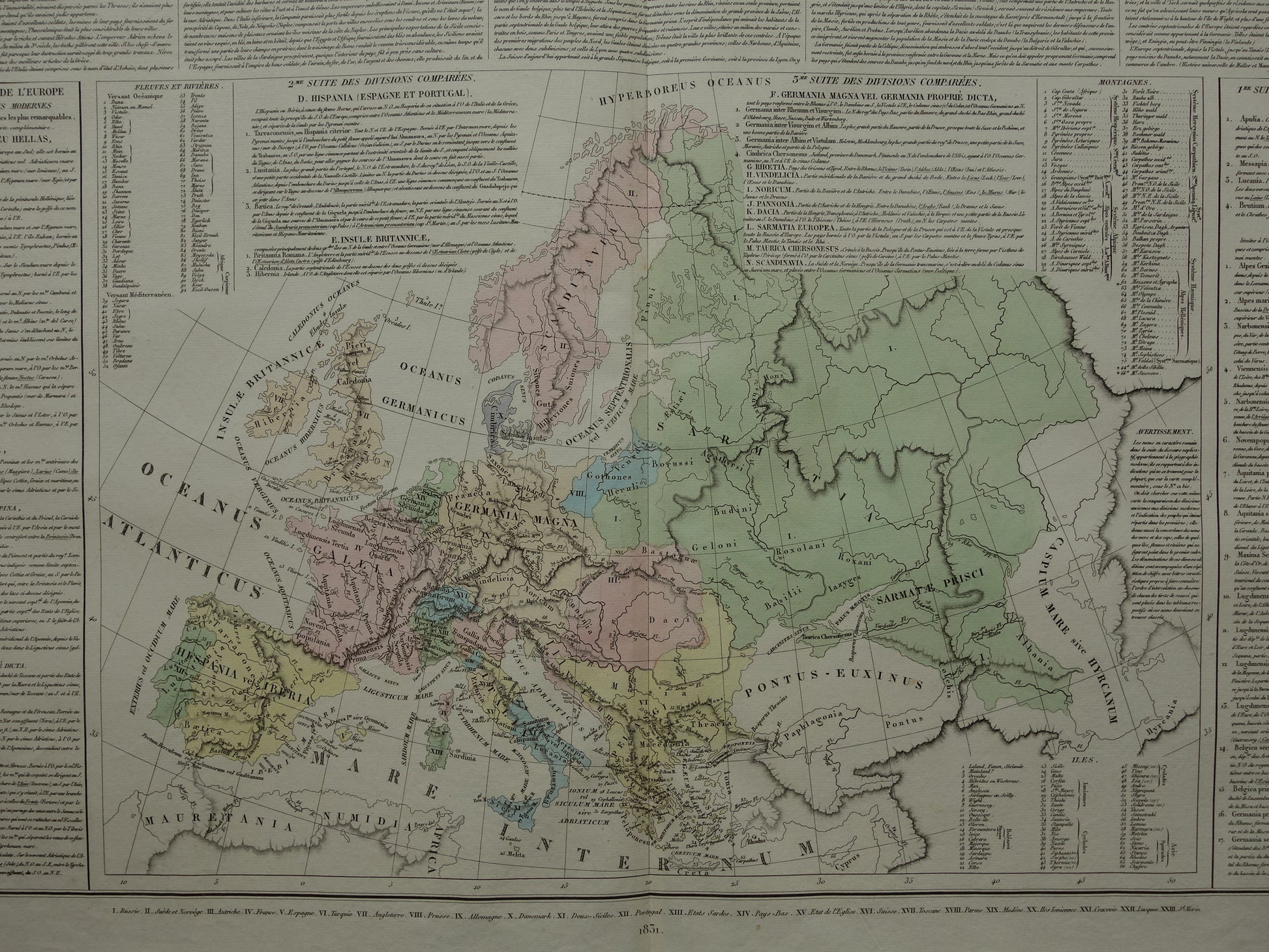 EUROPA oude kaart van Europa in de klassieke oudheid uit 1831 Antieke Landkaart