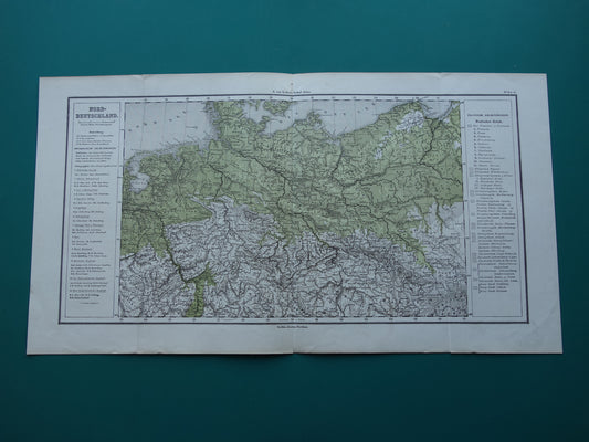 DUITSE RIJK Antieke kaart uit 1875 oude landkaart van Duitsland Polen Nederland