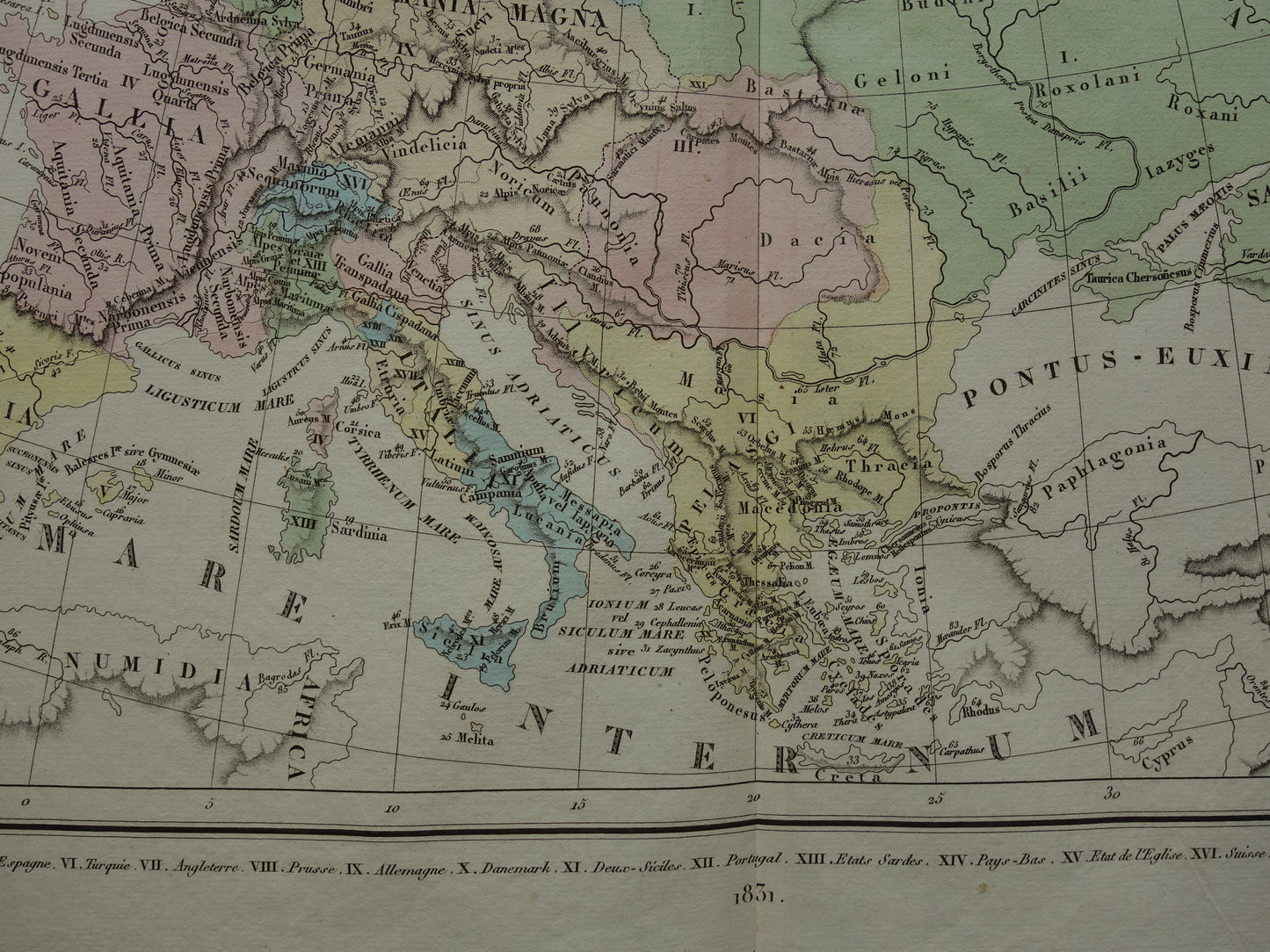 EUROPA oude kaart van Europa in de klassieke oudheid uit 1831 Antieke Landkaart