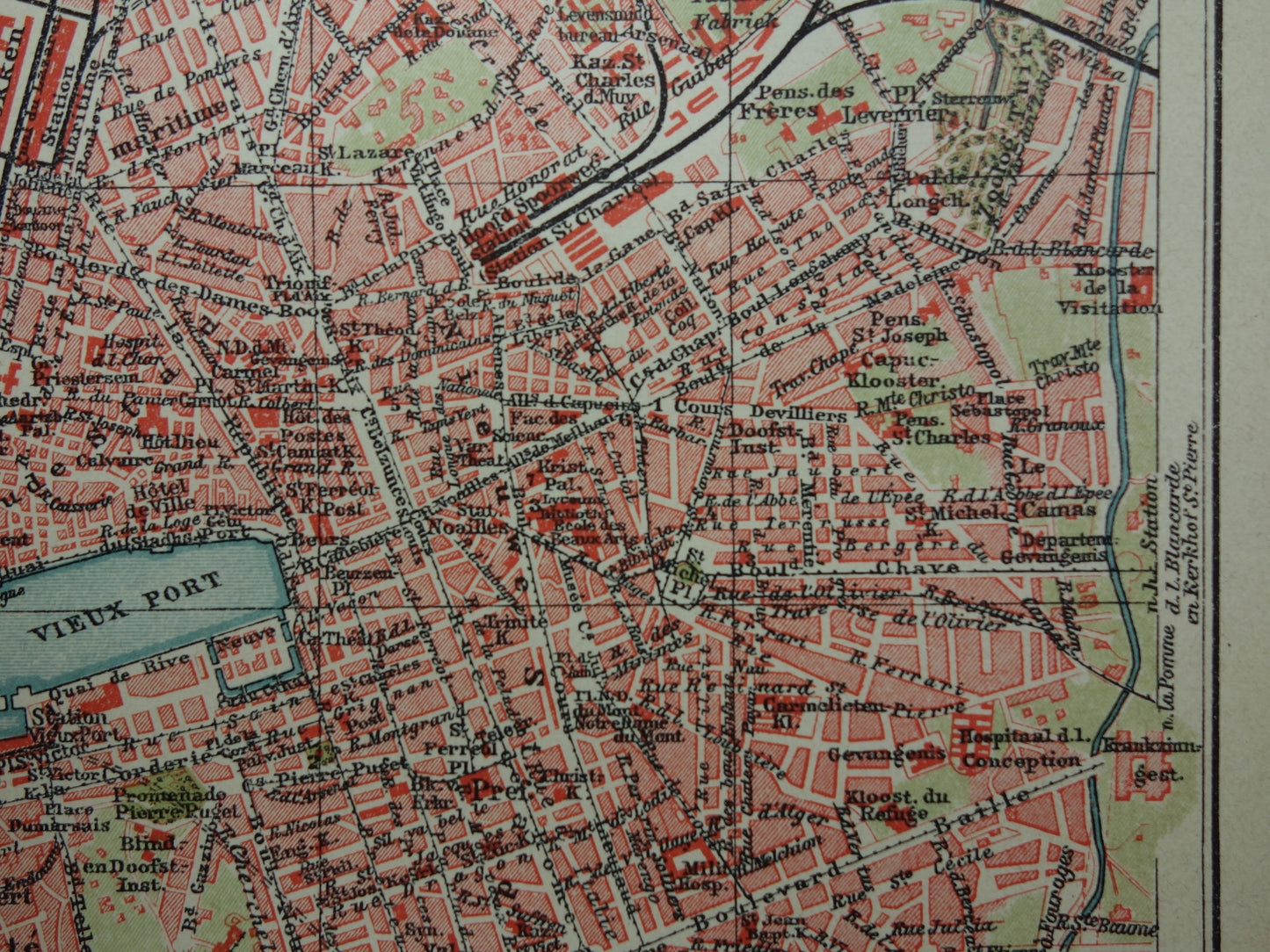 MARSEILLE oude kaart van Marseille Frankrijk uit 1920 originele antieke plattegrond vintage landkaart