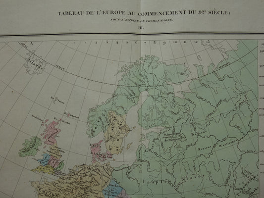Carte 15  Tableau de l'Europe au commencement du 9me siecle Denaix 1830