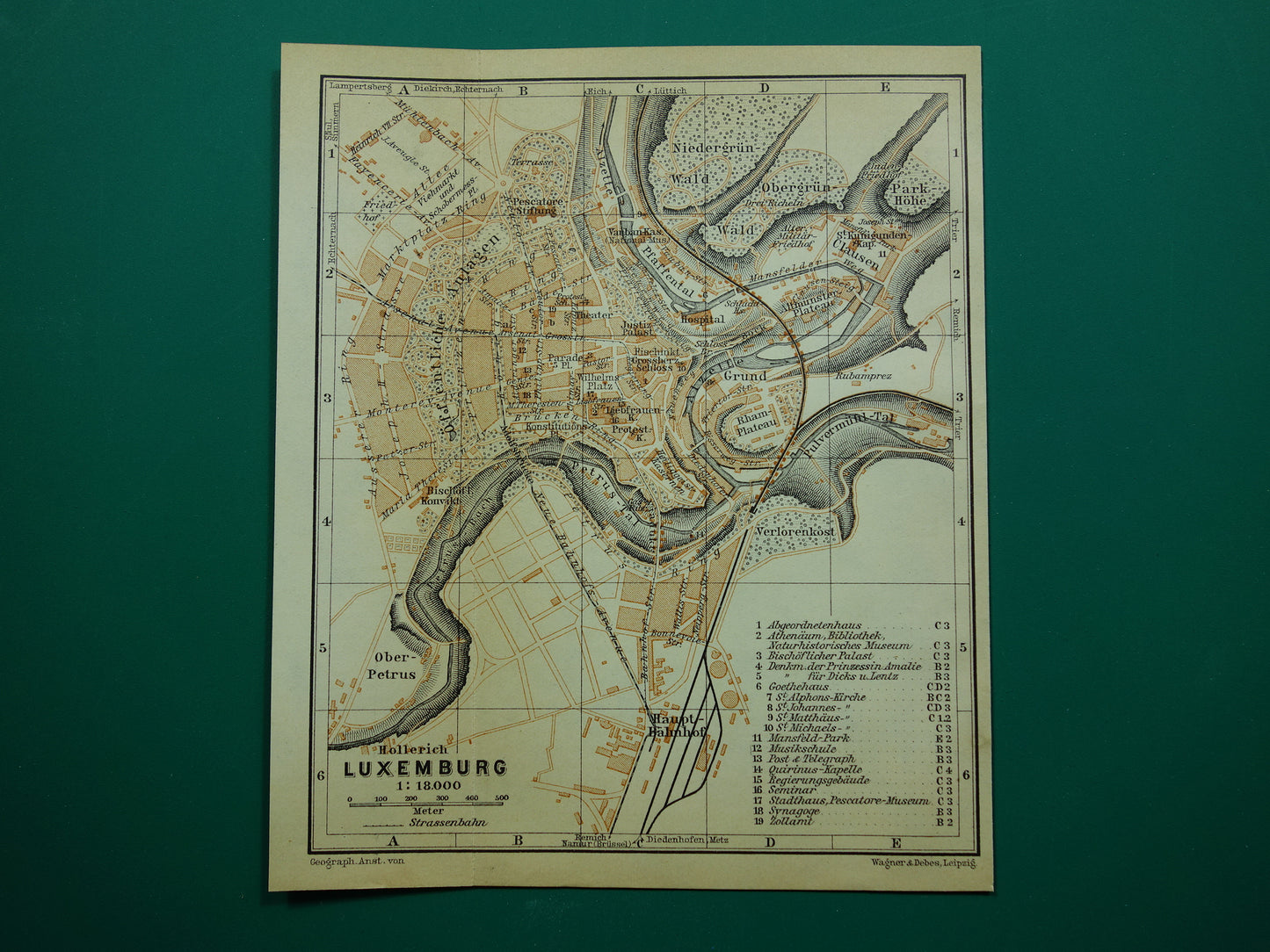 Luxemburg stad in 1904 plattegrond