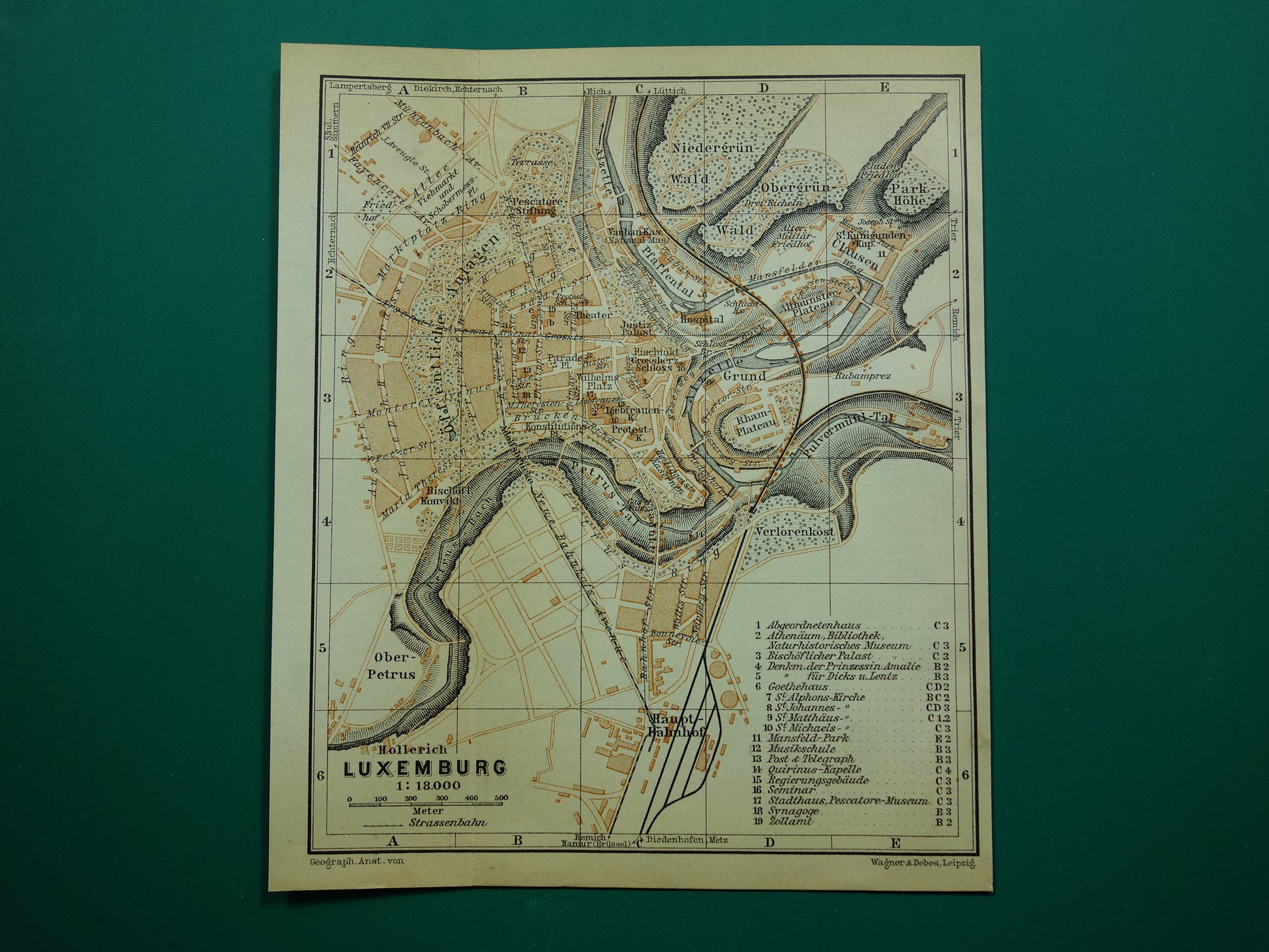 Luxemburg stad in 1904 plattegrond