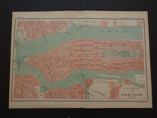 NEW YORK plattegrond uit 1877