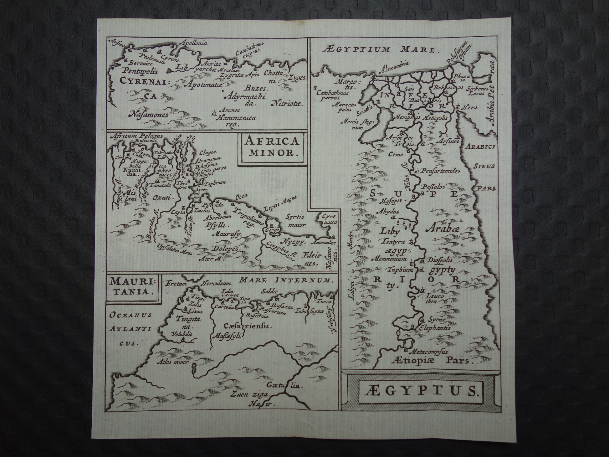 360+ jaar oude kaart van Afrika 1661 originele antieke landkaart Egypte Africa Minor Mauritanië Libië Tunesië