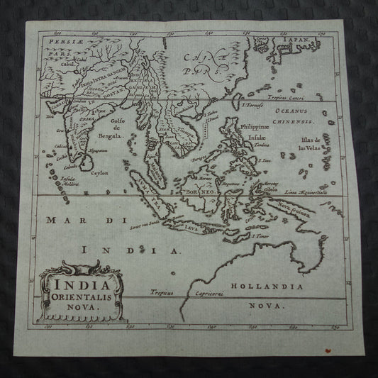 360+ jaar oude kaart van Indonesië Filipijnen Zuidoost-Azië 1661 originele antieke Nederlandse landkaart India klein formaat