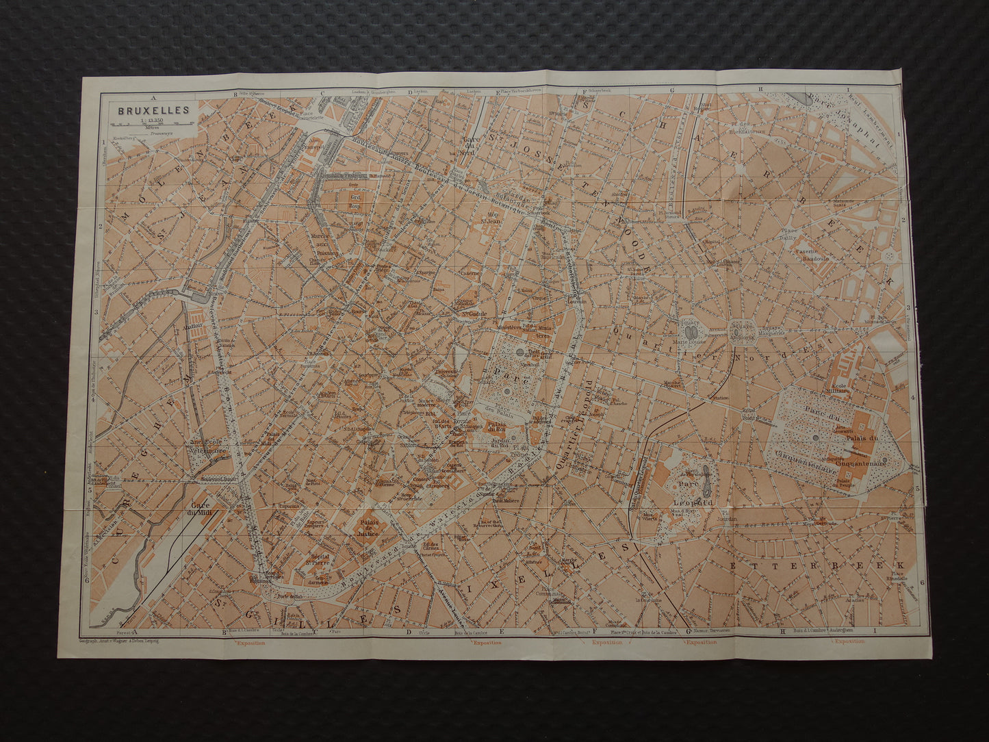 BRUSSEL oude kaart van Brussel België uit 1904 originele antieke historische plattegrond